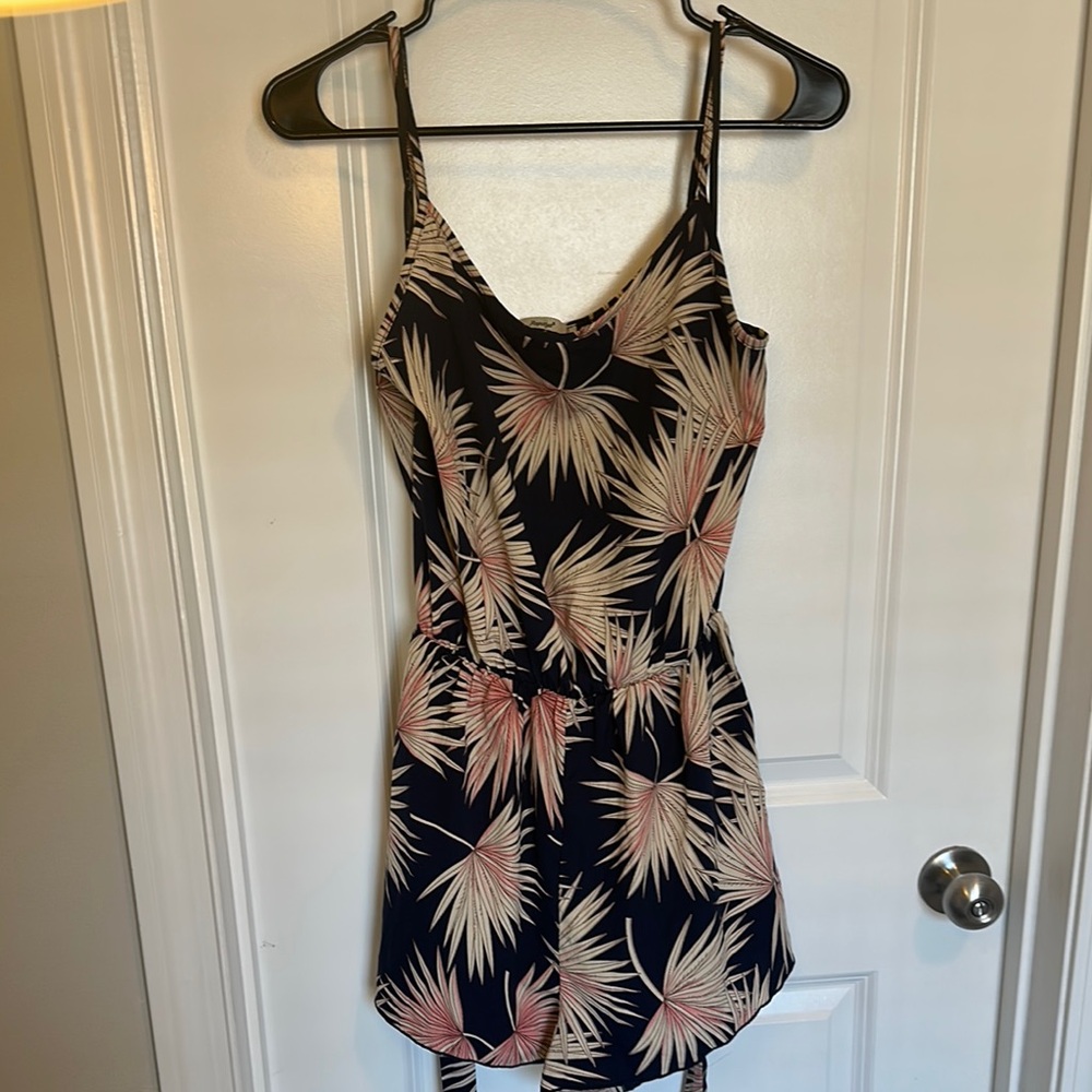 Papaya Navy and Pink Leaf Print Dress